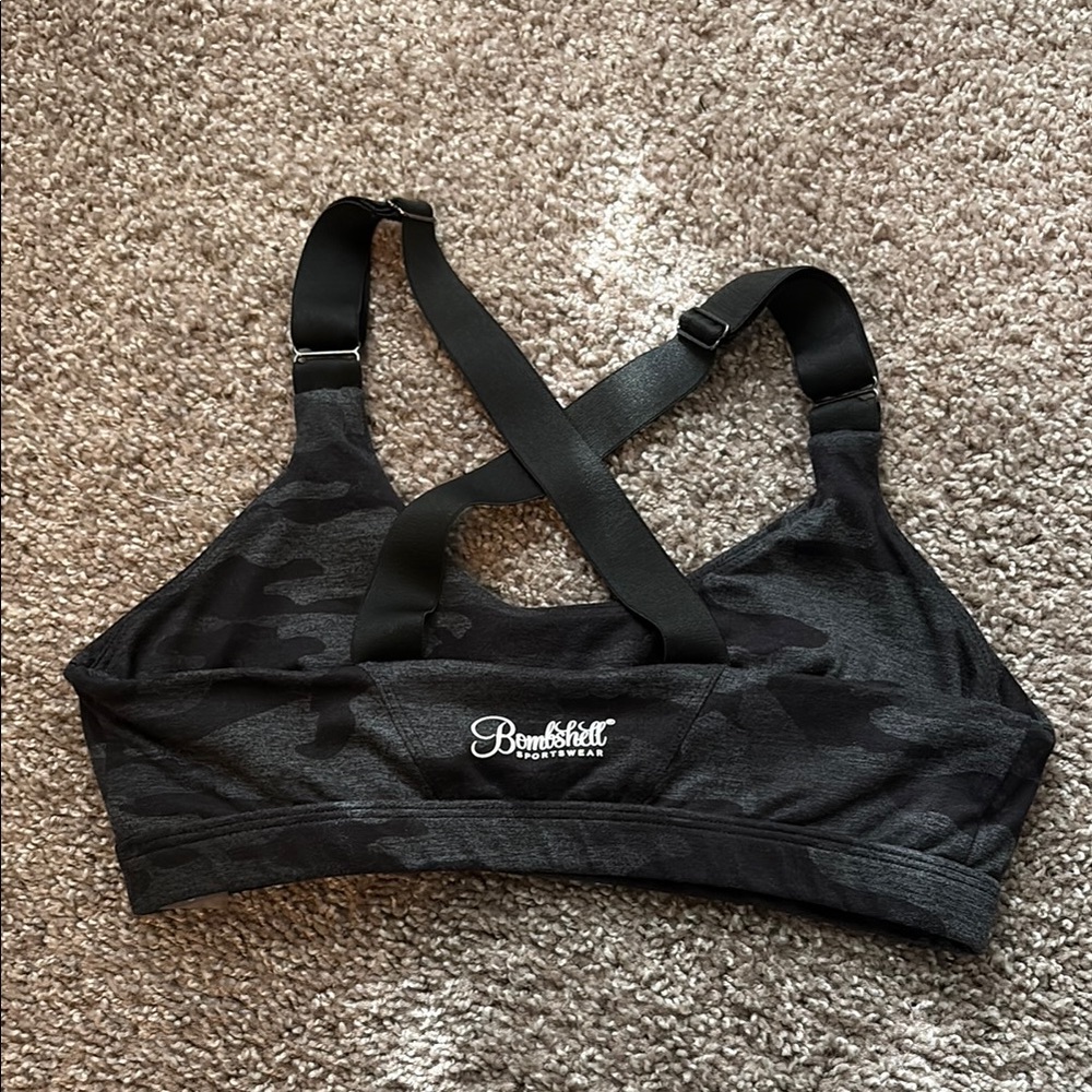 Bombshell Sportswear Black Criss-Cross Sports Bra